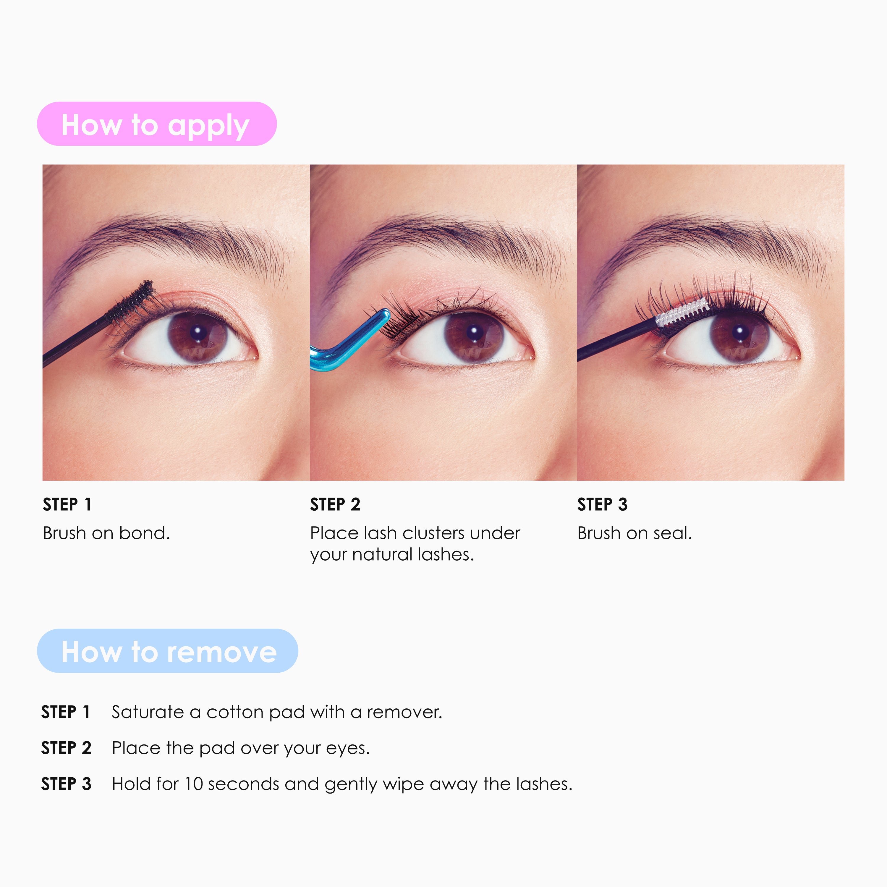 KISS FALSCARA Clear Band False Eyelashes, Lash  Extension Kit, 36 Lash Clusters